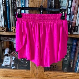 Women's Bright Pink Athletic Short with Elastic Waist